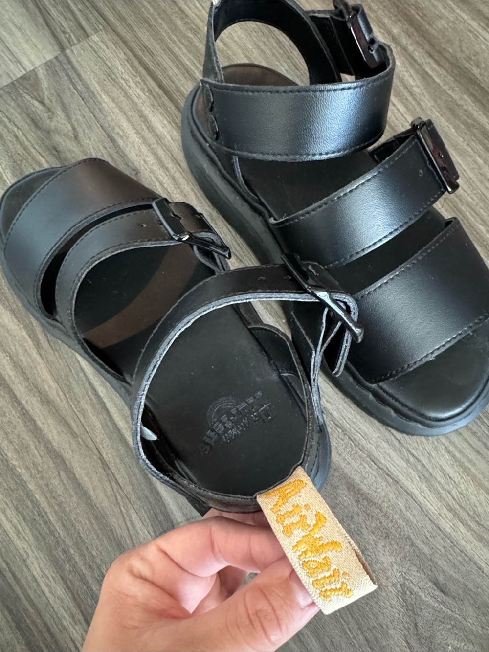 Dr Martens Black Gryphon Leather Strap Platform Gladiator Walking Sandals EU 36 - Picture 4 of 5